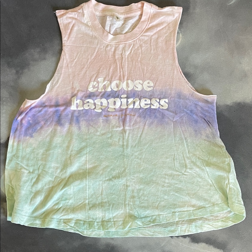 spiritual gangster Choose Happiness Pastel Tie-Dye Muscle Tank Top